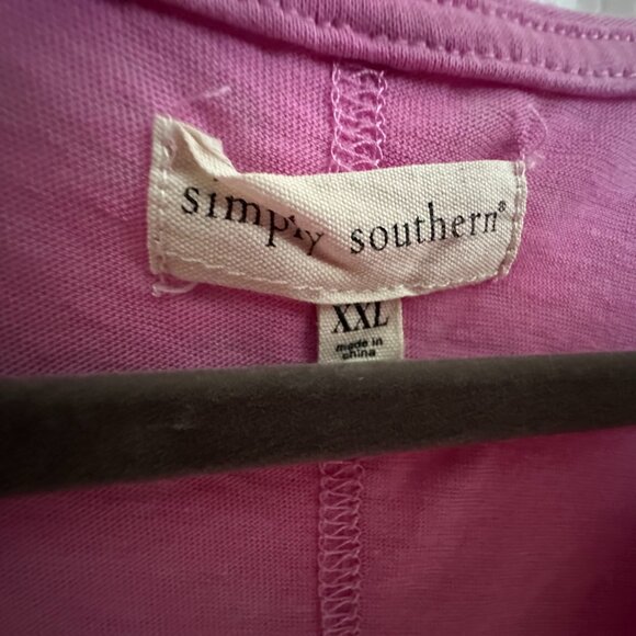 Simply Southern Women's XXL Loose Fit Pink Dolman Henley T-shirt - Raw Hem - Picture 5 of 10
